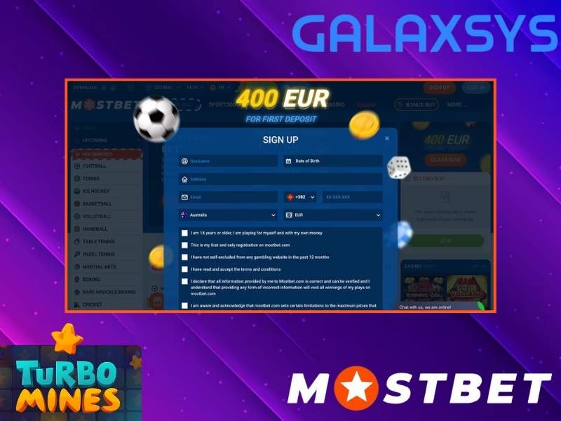 Crear una cuenta en Mostbet Casino